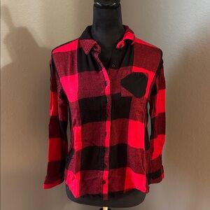 Justice Red and Black Plaid Shirt